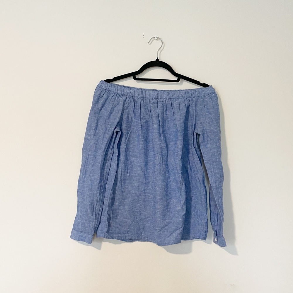 Bass Blue Chambray Off The Shoulder Top